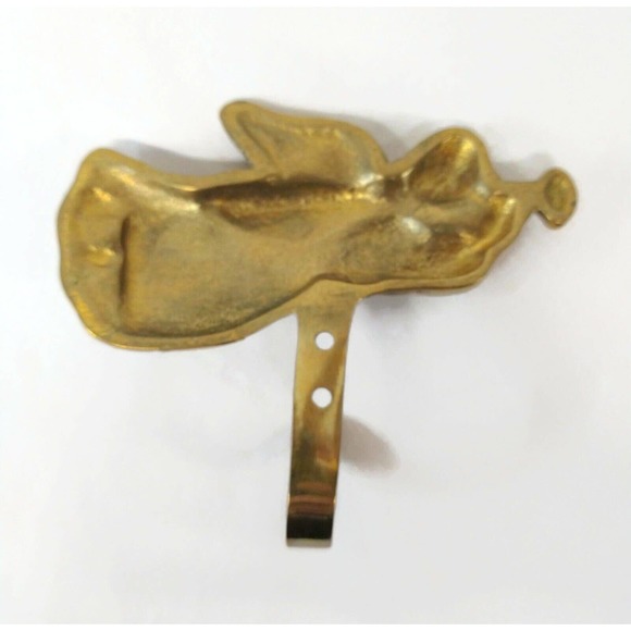 VTG Angel Wall Hook Gold Tone Single Hook Angel With Horn - Picture 2 of 2